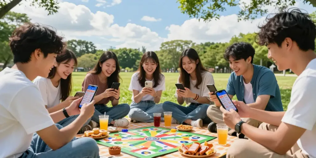 Bagus toto ditampilkan dalam suasana piknik ceria dengan teman-teman yang menikmati hasil Togel.