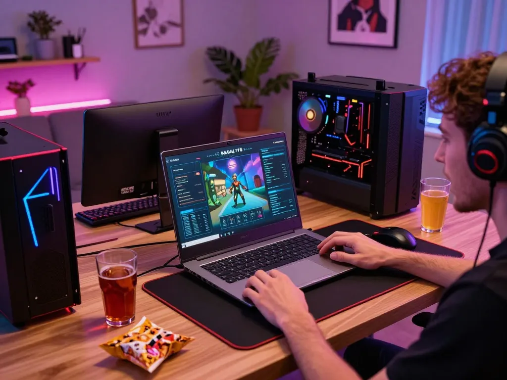 KADAL778 player enjoying an online gaming experience with snacks and drinks in a cozy setup.