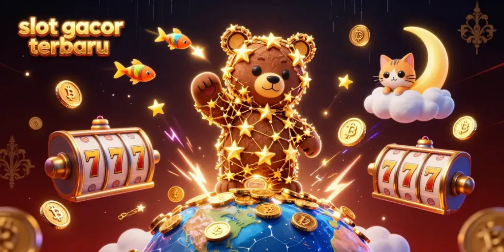 Menangkan slot gacor terbaru dengan ilustrasi 3D, beruang bintang dan elemen slot yang menarik.