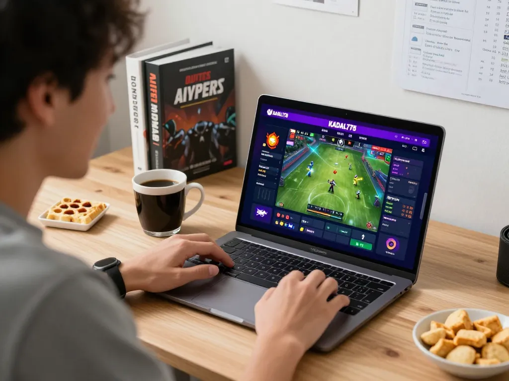 KADAL778 betting action from a user's laptop with snacks and strategy notes nearby.