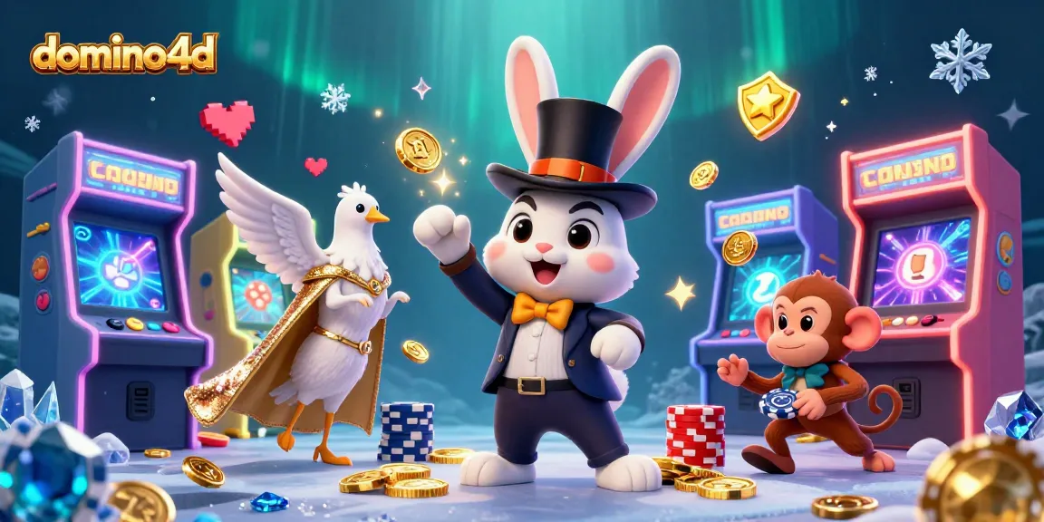 Masuki dunia domino4d dengan kelincahan kelinci magician, meraih kemenangan dengan koin emas dan simbol kasino lainnya