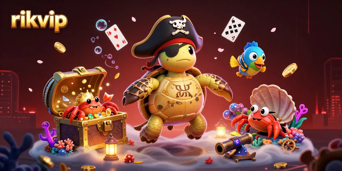 rikvip enjoying aquatic treasure hunts with pirate-themed characters in a colorful gambling scene