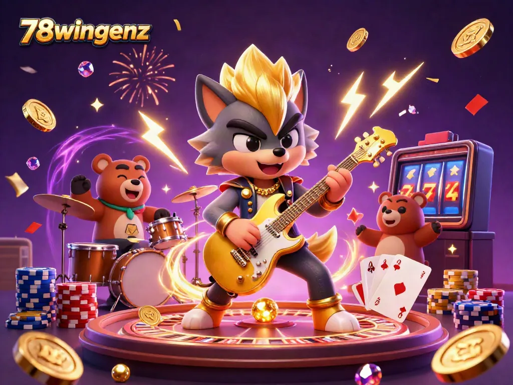 Experience thrilling fun at 78wingenz casino with vibrant 3D illustrations showcasing various games.