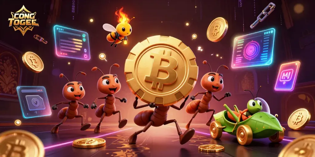 Join the thrilling heist with the CONGTOGEL team of ants carrying a massive poker chip!