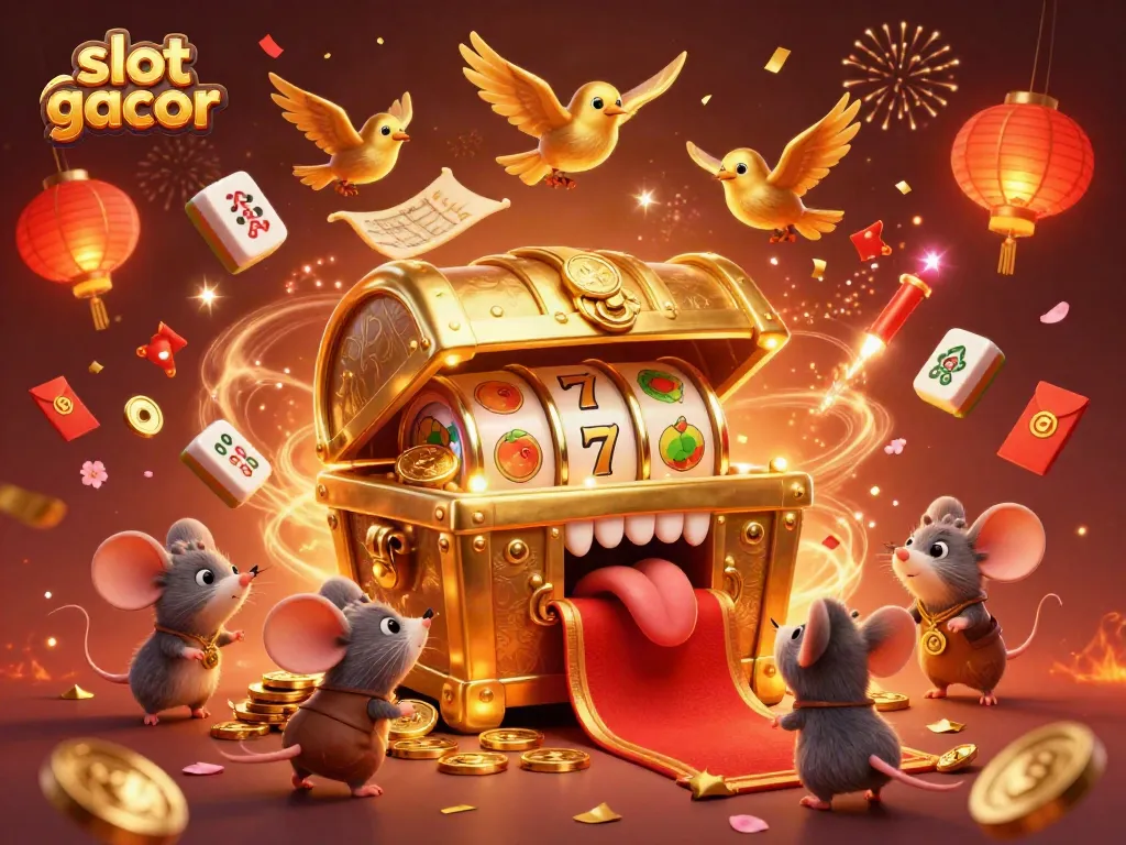 Menang jackpot besar dengan slot gacor didalam ilustrasi kasino penuh warna dan detail.