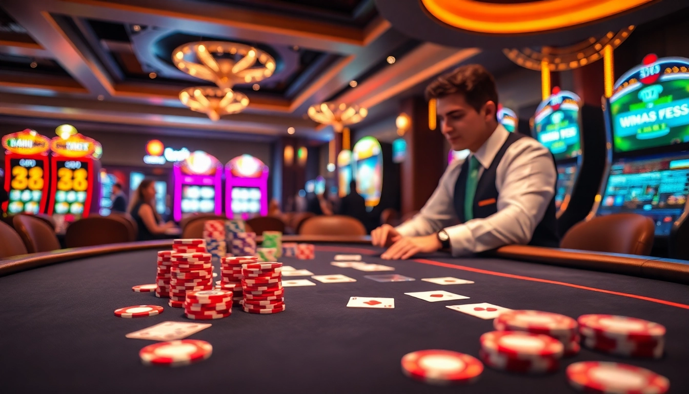 Engaging casino scene showcasing online gambling at https://lc88.supply/ with vibrant chips and table action.