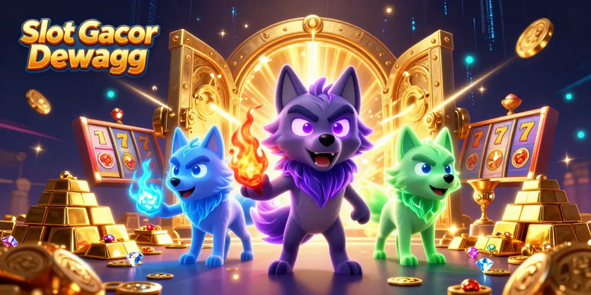 Experience high stakes excitement with Slot Gacor Dewagg, showcasing vibrant wolf characters and thrilling casino elements.