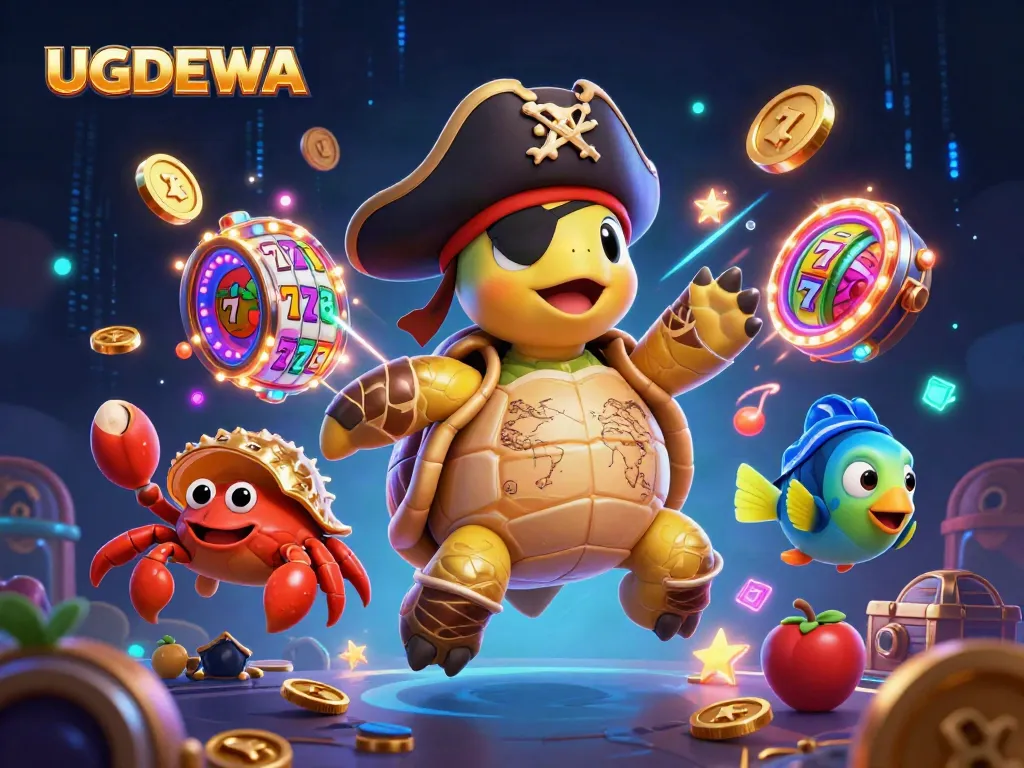 Engage in thrilling gameplay at UGDEWA with cartoon pirate characters and colorful slot reels.