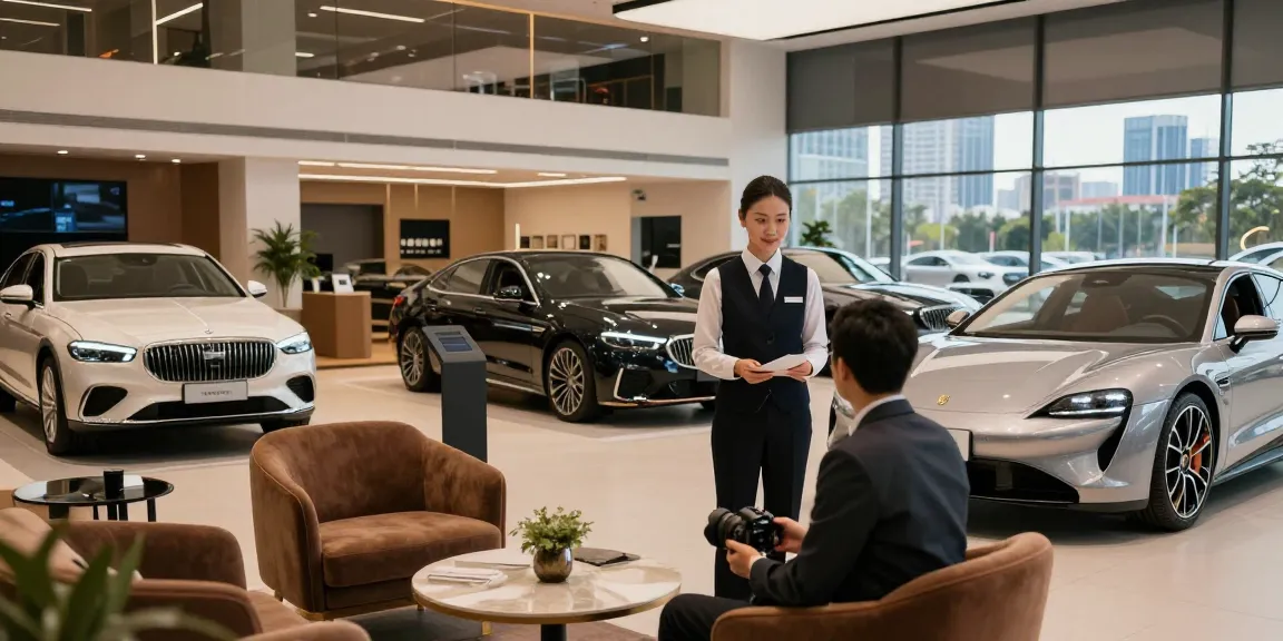 Pengalaman LUXURY 777 dengan mobil mewah dalam showroom berkelas yang elegan.