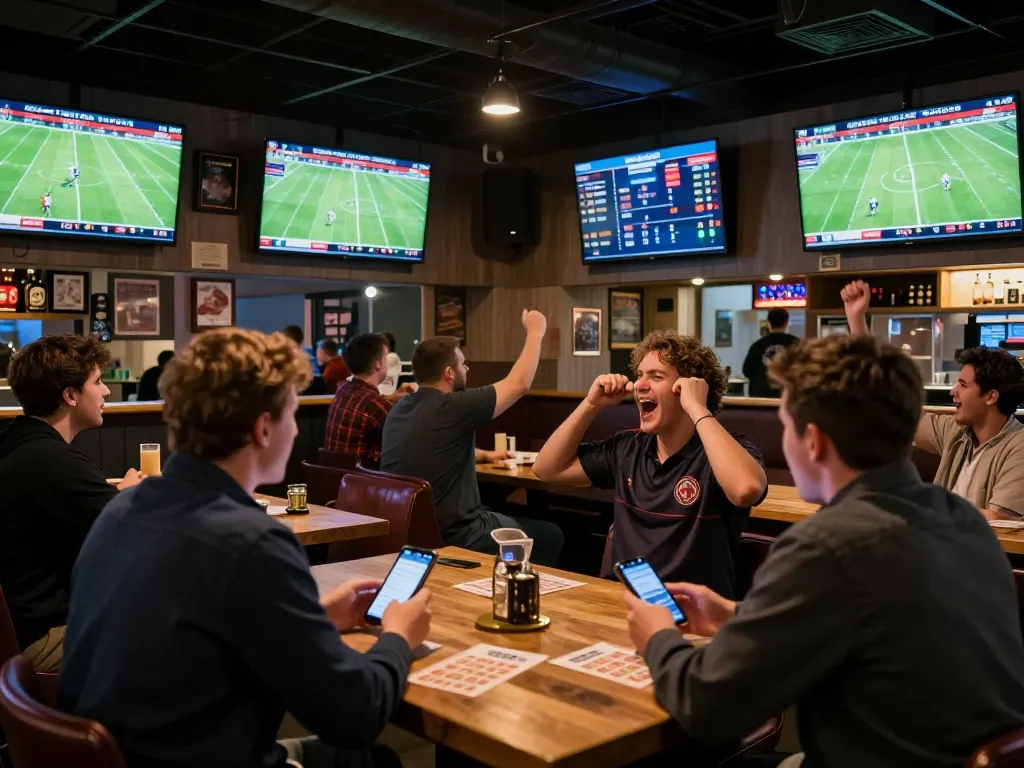 KQBD scores flash on screens as fans cheer while placing bets during exciting matches