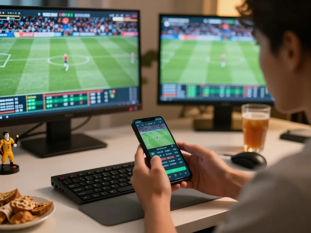 Engaging sports betting experience through cakhiatv's platform, showcasing live sports interface and strategic gameplay