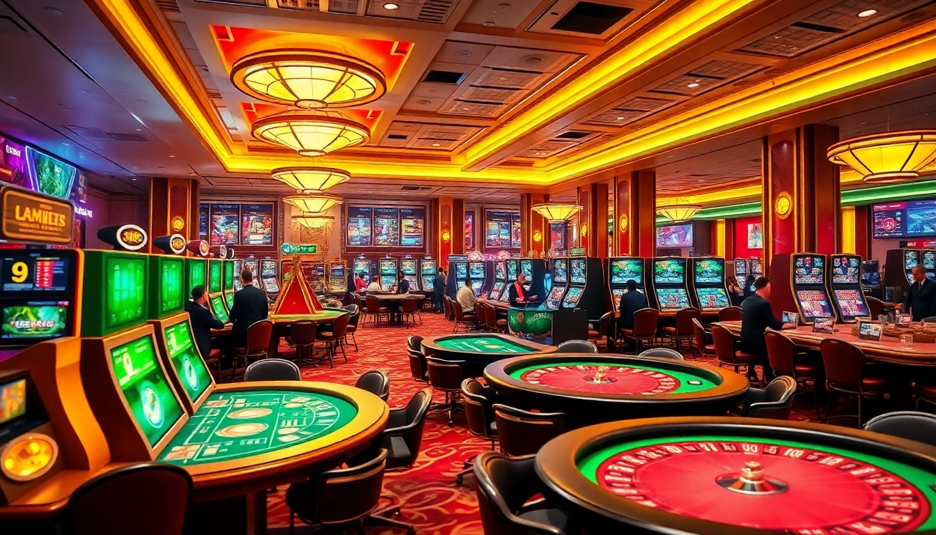 Exciting gaming scene at NHÀ CÁI ST666 showcasing vibrant casino lobby and engaging players.