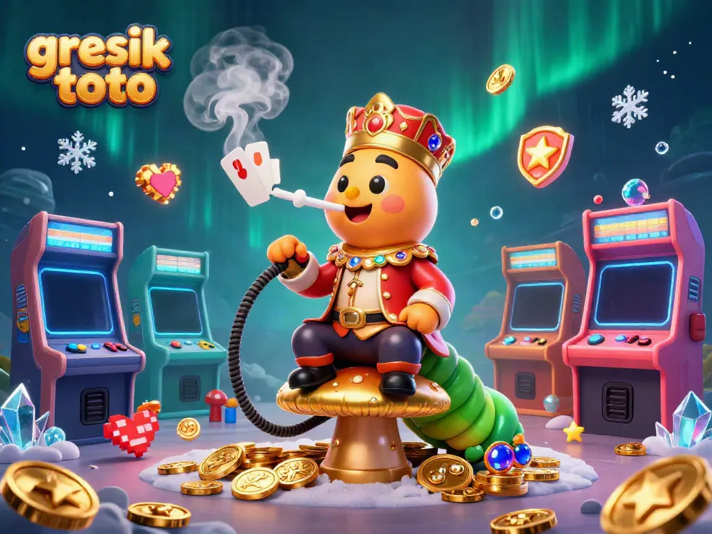 Experience the vibrant world of gresik toto with a captivating 3D casino-themed illustration.