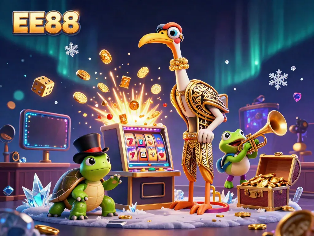 Experience the excitement of EE88’s vibrant casino atmosphere with lively characters and dynamic gambling elements.