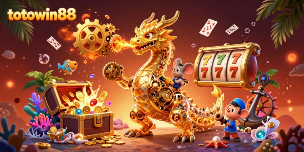 Gali kemenangan di totowin88 dengan naga emas dan harta karun yang melimpah.