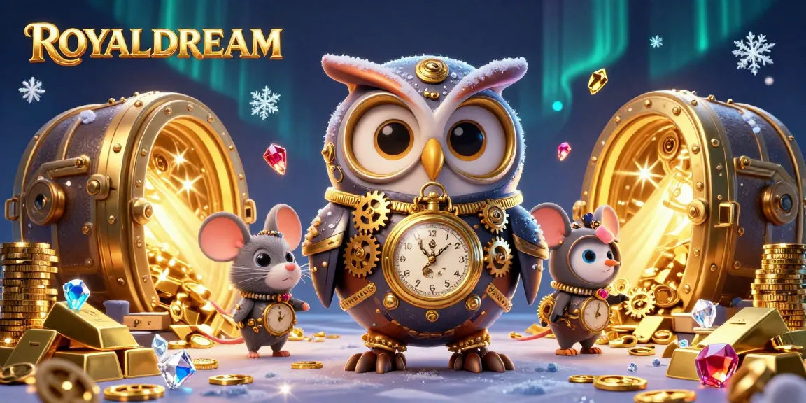 Experience the excitement of ROYALDREAM with vibrant casino elements in a captivating steampunk scene.
