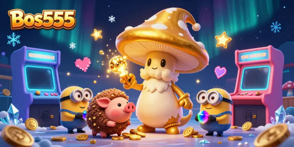 Menangkan pengalaman bermain slot online di Bos555 dengan ilustrasi kartun 3D beragam karakter menarik.