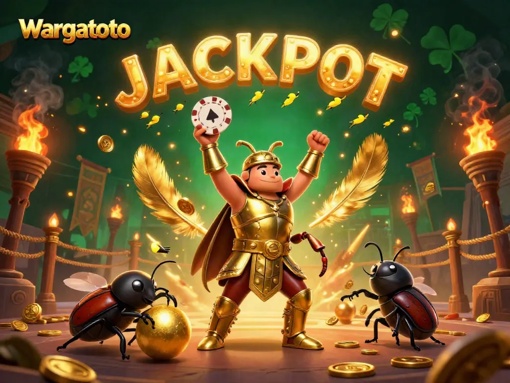 Wargatoto merayakan kemenangan dengan ilustrasi karakter serangga di arena judi.