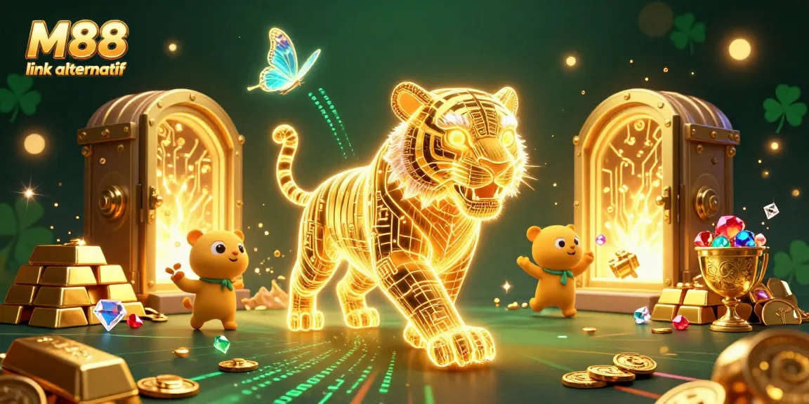 Experience thrilling wins with M88 link alternatif in this vibrant casino illustration.