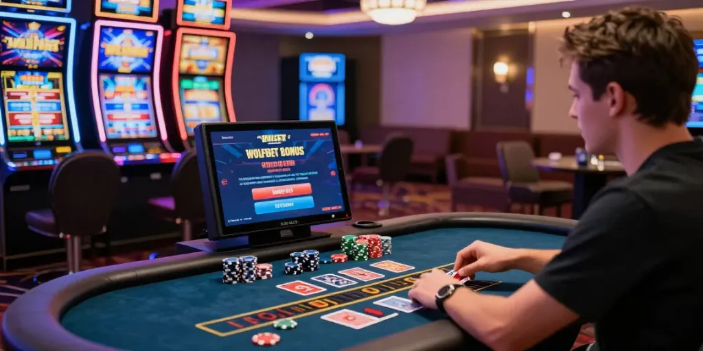 Exciting gameplay at an online casino highlighting the Wolfbet Bonus official Page promotions.