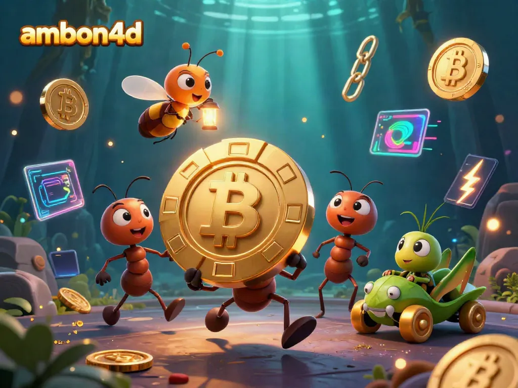 Watch ambon4d's cartoon ants heist with a golden poker chip, adding excitement to digital betting.