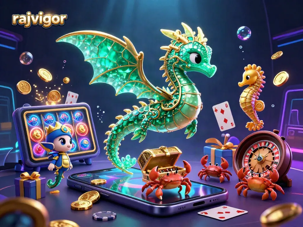 Engage in the vibrant world of rajavigor, featuring a magical sea dragon and thrilling slot game elements.