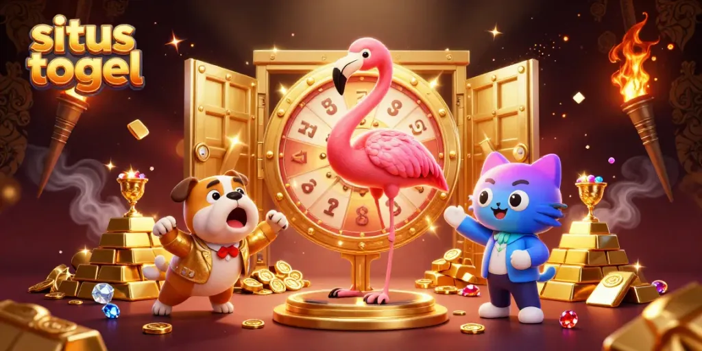 Winning prizes on a situs togel with vibrant characters showcasing excitement and fortune.