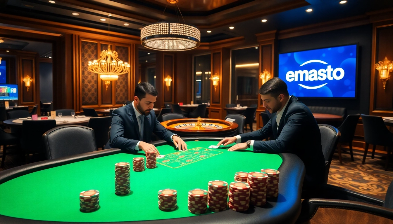 Adegan permainan poker emastoto yang menarik, menonjolkan pengalaman bermain yang mewah.
