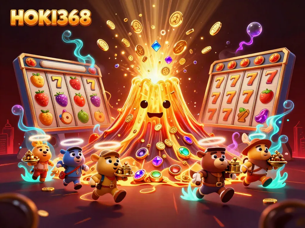 Experience the thrill of HOKI368 with victorious golden volcano, treasures, and thrilling slots.