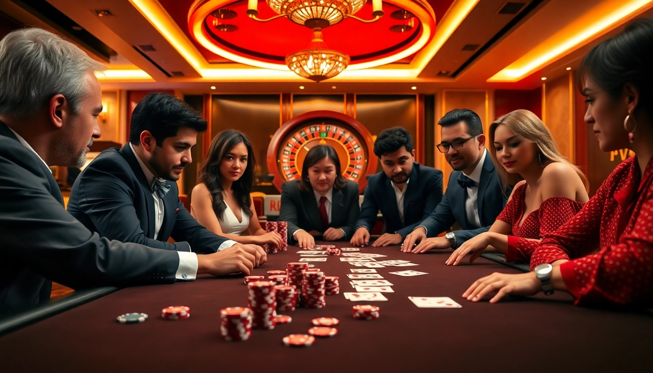 Experience the thrill of poker IDN at a professional casino, with players engaged at a vibrant table.