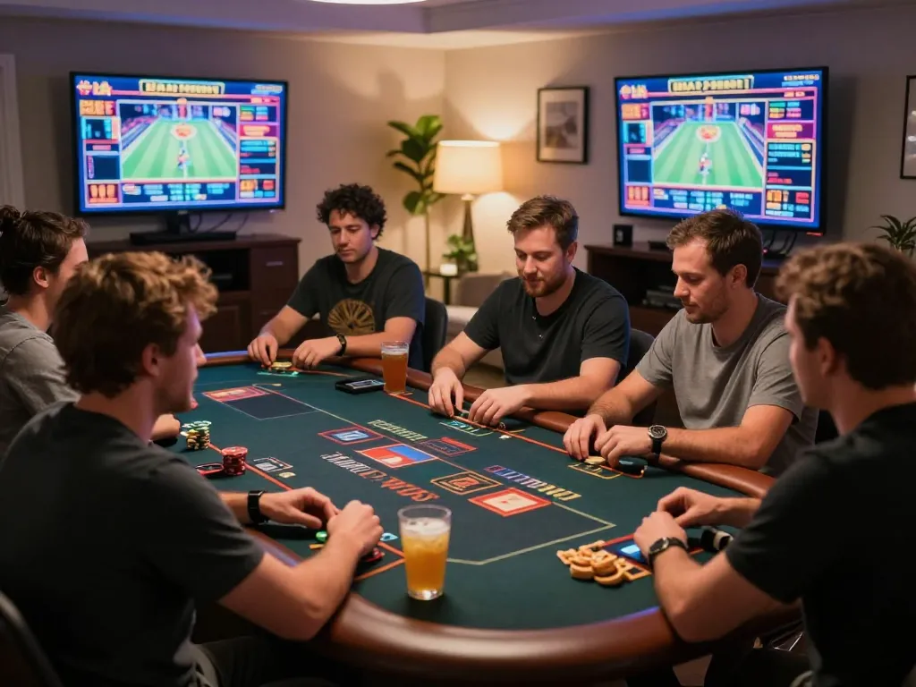Experience the excitement of Lucky win as players enjoy dynamic online casino games in a cozy home environment.