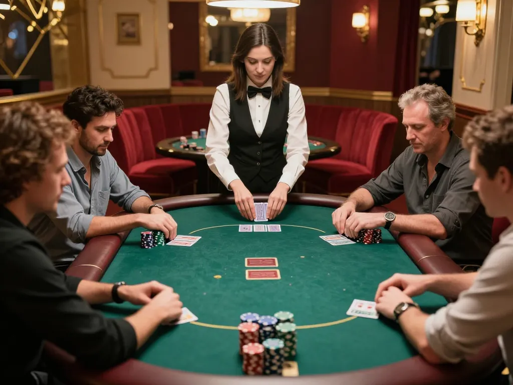 Players strategizing their next move at 789win poker table, immersed in the game atmosphere.