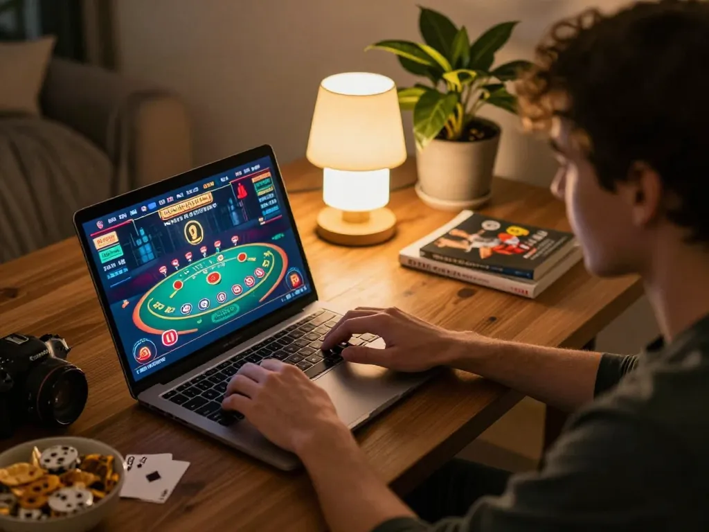 Player enjoying an engaging blackjack game on ssbet77, showcasing a lively online casino atmosphere.