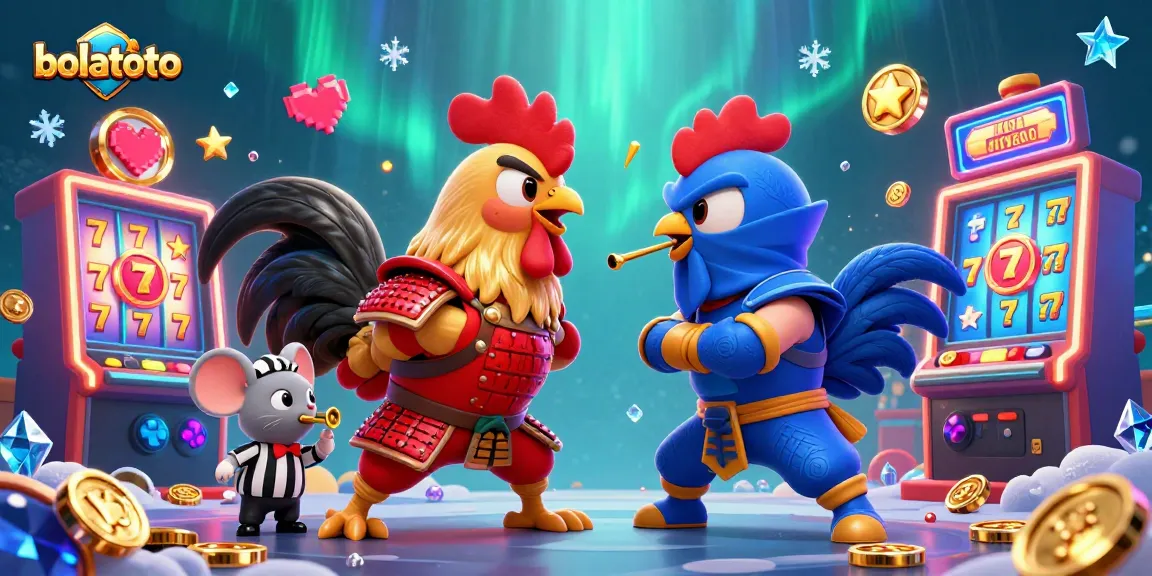 Play thrilling slot games with bolatoto featuring fighting roosters and dynamic casino elements.