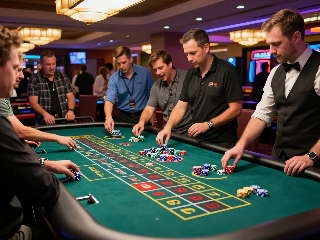 Engaging players at LGOGOAL roulette table in a dynamic casino atmosphere