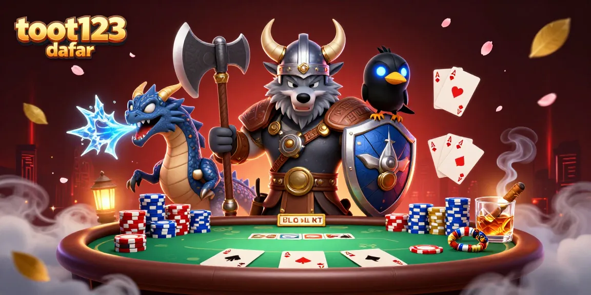 Experience thrilling action with 'toot123 daftar' in this vibrant poker battle scene.