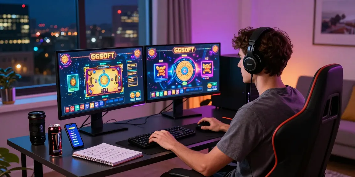 Pengaturan gaming modern di ruang tamu dengan permainan slot gacor hari ini di layar.