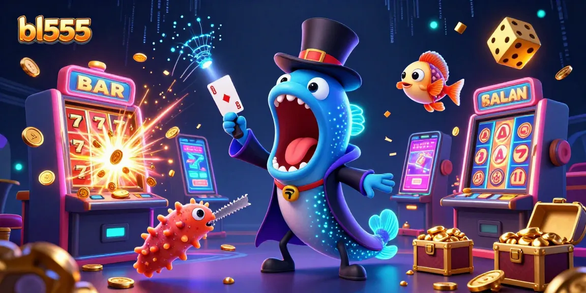 Experience the thrill of bl555 with a magical casino scene featuring animated characters and jackpot excitement.