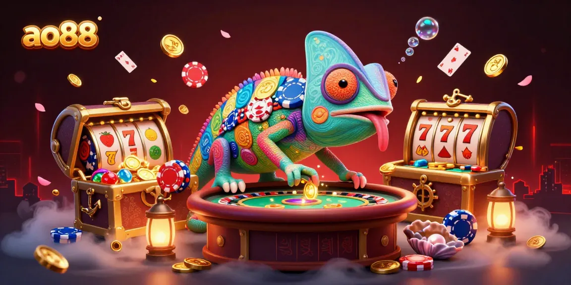Join the vibrant world of ao88 with an interactive casino scene filled with dynamic gaming elements.