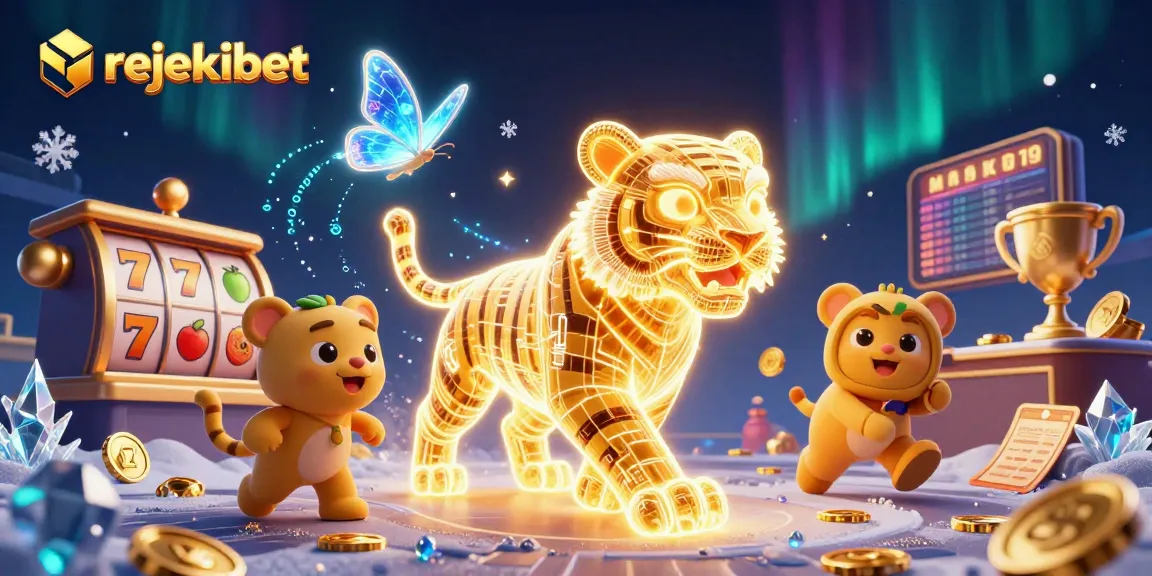 Experience exhilarating wins with rejekibet's neon tiger in a vibrant casino landscape.