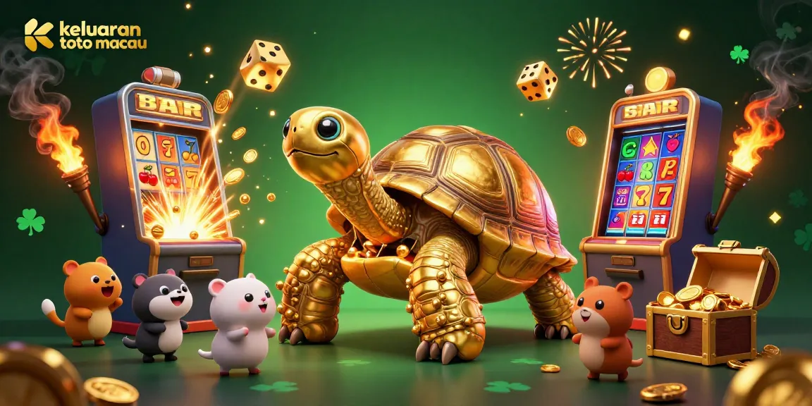 Keluaran toto macau dengan slot machine 3D yang berlimpah koin dan simbol keberuntungan, siap memberikan pengalaman bermain yang menarik.