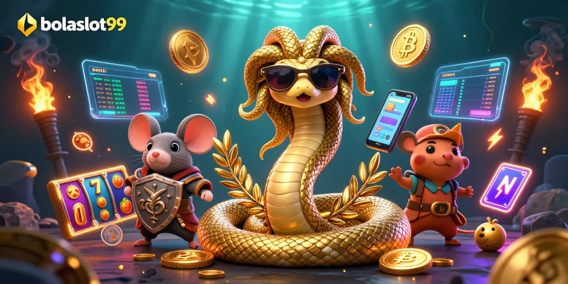 Experience thrilling gameplay with bolaslot99 in a vibrant crypto-themed casino scene