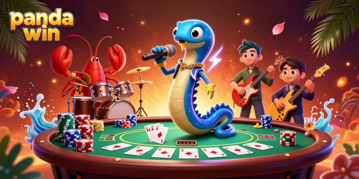 Panda win lights up an underwater casino with electric eel DJ and vibrant gambling elements.
