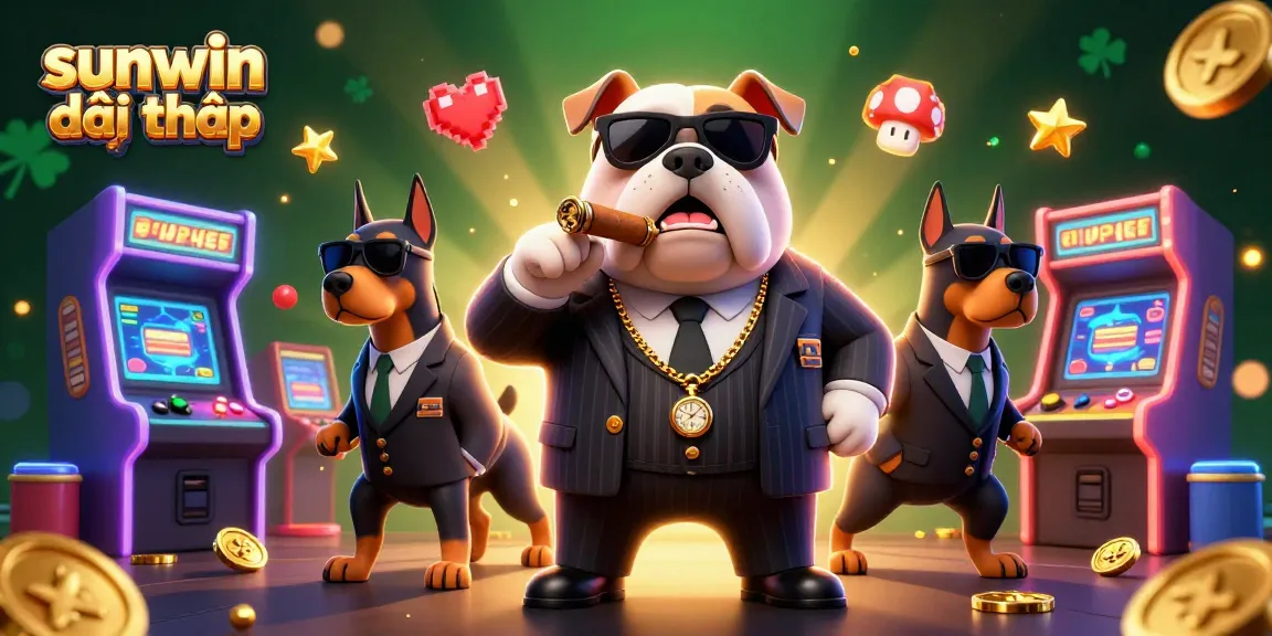 Experience the excitement of sunwin đổi thưởng in this dynamic gaming scene featuring a mafia bulldog.