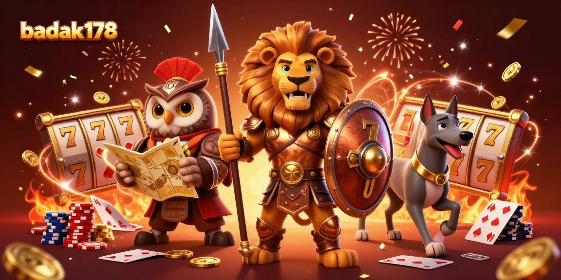 Experience the thrill of winning at badak178 with vibrant casino elements and sparkling confetti.